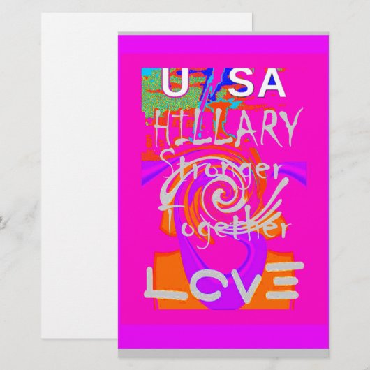 Pink Bordered Hillary Inspiration Art Print Briefpapier (Voorkant / Achterkant)