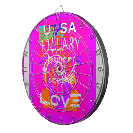 Pink Bordered Hillary Inspiration Art Print Dartbord (Voorkant Rechts)
