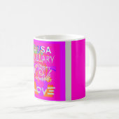 Pink Bordered Hillary Inspiration Art Print Koffiemok (Voorkant rechts)