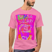 Pink Bordered Hillary Inspiration Art Print T-shirt (Voorkant)