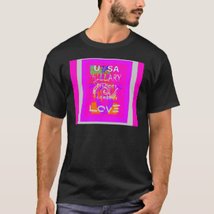 Pink Bordered Hillary Inspiration Art Print T-shirt