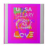 Pink Bordered Hillary Inspiration Art Print Tegeltje (Voorkant)