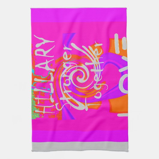 Pink Bordered Hillary Inspiration Art Print Theedoek (Verticaal)
