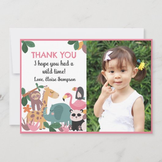 Pink Born Two Be Wild Flat Thank You Card Bedankkaart (Voorkant)