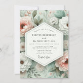 Pink Botanical Bloom Wedding Kaart (Voorkant)
