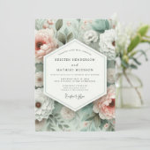 Pink Botanical Bloom Wedding Kaart (Staand voorkant)