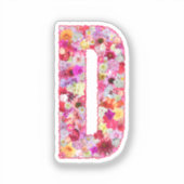 Pink Botanical Monogram Floral Letter D Initial Sticker (Voorkant)