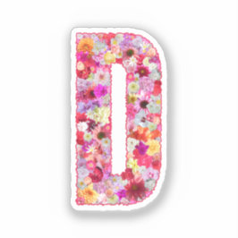 Pink Botanical Monogram Floral Letter D Initial Sticker