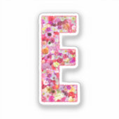 Pink Botanical Monogram Floral Letter E Initial Sticker (Voorkant)