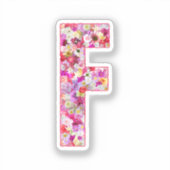 Pink Botanical Monogram Floral Letter F Initial Sticker (Voorkant)