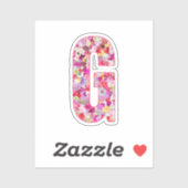 Pink Botanical Monogram Floral Letter G Initial Sticker (Vel)