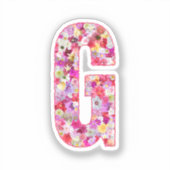 Pink Botanical Monogram Floral Letter G Initial Sticker (Voorkant)