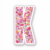 Pink Botanical Monogram Floral Letter K Initial Sticker (Voorkant)