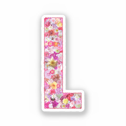 Pink Botanical Monogram Floral Letter L Initial Sticker (Voorkant)
