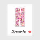 Pink Botanical Monogram Floral Letter N Initial Sticker (Vel)