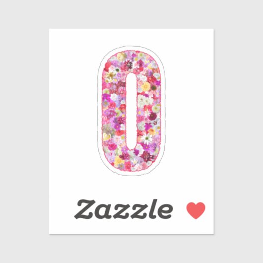 Pink Botanical Monogram Floral Letter O Initial Sticker (Vel)