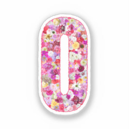 Pink Botanical Monogram Floral Letter O Initial Sticker