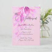 Pink Botanical Wedding Invitation Kaart (Staand voorkant)