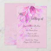 Pink Botanical Wedding Invitation Kaart (Voorkant / Achterkant)
