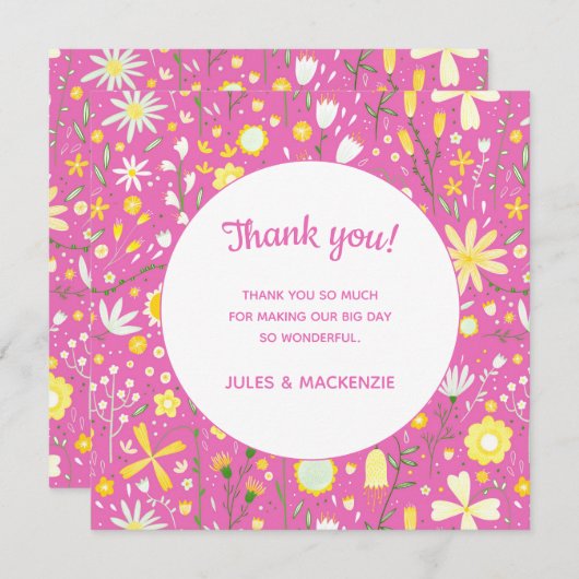 Pink Botanical Wildflower Dank u (Voorkant / Achterkant)
