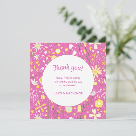 Pink Botanical Wildflower Dank u (Staand voorkant)