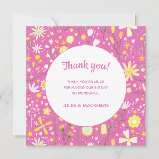Pink Botanical Wildflower Dank u (Voorkant)