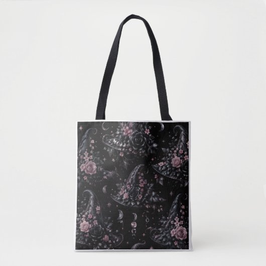 Pink Botanical Witch Halloween Tote Bag (Voorkant)