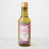 Pink Bougainvillea Blue Tile Bridal Shower Wijn Etiket (Voorkant)