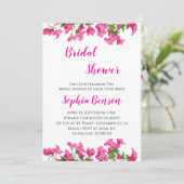 Pink Bougainvillea Floral Bridal Shower Invitation Kaart (Staand voorkant)