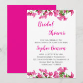 Pink Bougainvillea Floral Bridal Shower Invitation Kaart (Voorkant / Achterkant)