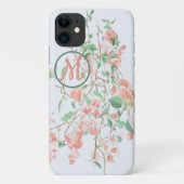 Pink Bougainvillea Floral Monogram Waterverf Case-Mate iPhone Case (Achterkant)