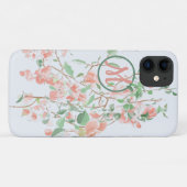 Pink Bougainvillea Floral Monogram Waterverf Case-Mate iPhone Case (Achterkant (horizontaal))