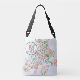 Pink Bougainvillea Floral Monogram Waterverf Crossbody Tas