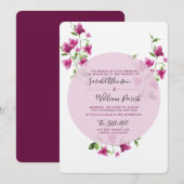 Pink Bougainvillea Flower Wedding Invitation Kaart (Voorkant / Achterkant)