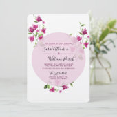 Pink Bougainvillea Flower Wedding Invitation Kaart (Staand voorkant)