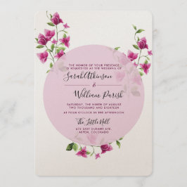 Pink Bougainvillea Flower Wedding Invitation Kaart