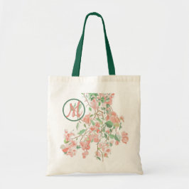Pink Bougainvillea Monogram Waterverf Tote Bag