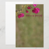 Pink Bougainvillea Motivatie Briefpapier (Voorkant / Achterkant)