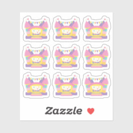 Pink Bounce House Birthday Sticker