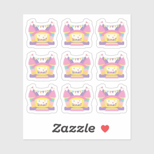 Pink Bounce House Birthday Sticker (Vel)
