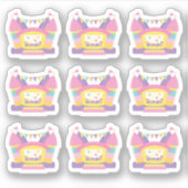 Pink Bounce House Birthday Sticker (Voorkant)
