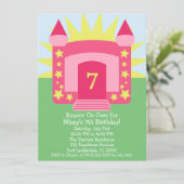 Pink Bounce on Bounce House Birthday Party Kaart (Staand voorkant)