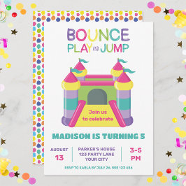 PINK BOUNCE PLAY AND JUMP INVITATION AANKONDIGING