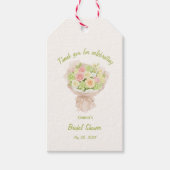 pink bouquet Bridal Shower Cadeaulabel (Voorkant)