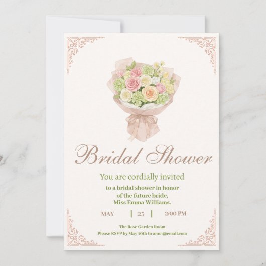 Pink bouquet Bridal Shower Invite – Japanese  Kaart (Voorkant)