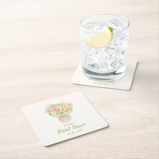 pink bouquet Bridal Shower Kartonnen Onderzetters (Insitu)
