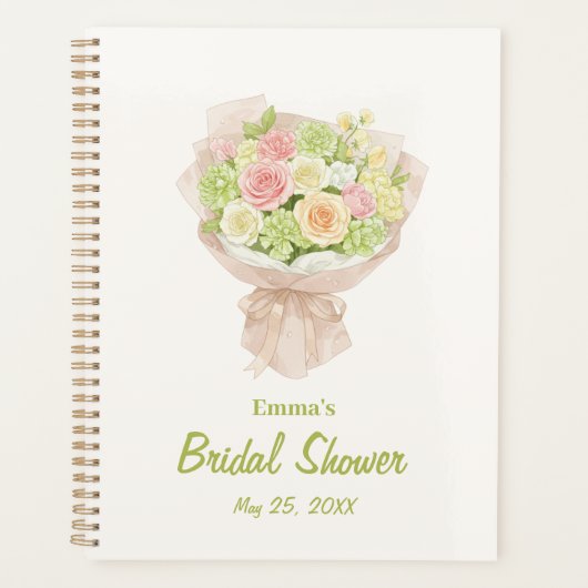 pink bouquet Bridal Shower Planner (Voorkant)