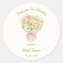 pink bouquet Bridal Shower Ronde Sticker