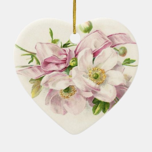 Pink Bouquet Keramisch Ornament (Achterkant)