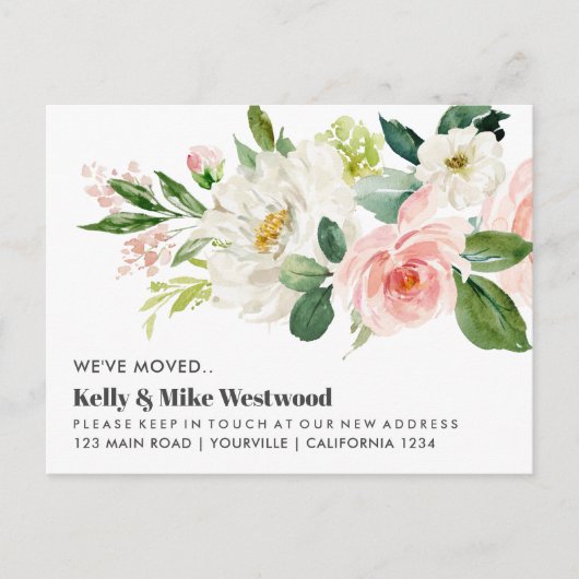 Pink Bouquet We hebben het nieuwe adres verplaatst Briefkaart (Voorkant)